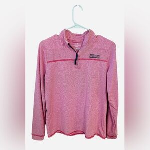 Vineyard Vines Sankaty 1/4 Zip Pullover Kids XL (16) Red White Striped
